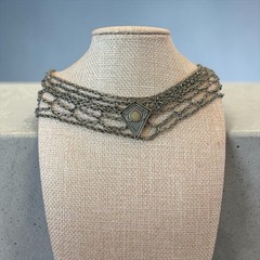 Vintage Gothic Chain Collar Necklace Multi Strand Gunmetal Medieval Armor