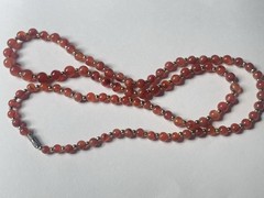 Vintage Beaded Carnelian Necklace 36 Inches Long With Barrel Clasp