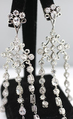 2 pair wedding prom style silver tone clear crystal dangle LONG & stud earrings