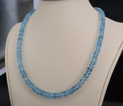 Estate 40ct 4.7mm Natural Aquamarine Bead 17″ Sterling Silver Necklace, 12.9g