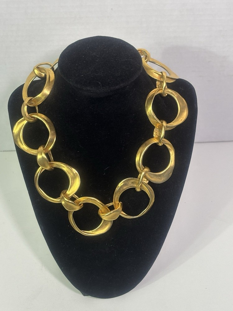 Vintage Robert Rose Gold Tone Chunky Link Statement Necklace 1980s