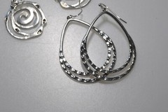 LOT Pierced Earrings Dangle Drop Silver Tone scroll hoop wire MN10