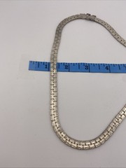 Tennis Chain Necklace 18″ Silver Tone Long Chain Wide Unisex
