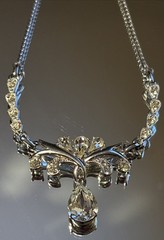 Vintage Anthony Statement Collar Necklace Clear Rhinestones Silver Tone
