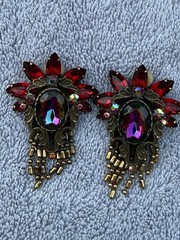 Juliana DeLizza Elster Clip on Earring Watermelon Multifacet Rhinestone Flower