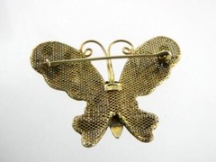Vintage Gilded Sterling Silver Enameled Butterfly Pin or Brooch 3.8g 1.25 Inches