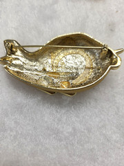 Vtg AJC brushe gold tone huge Airplane Pin