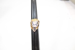 Lions Head Ring Silver-Tone Alloy Size 9 Vintage