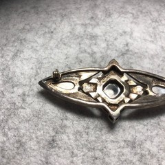 925 Sterling Silver Vintage/Antique Black Onyx ~ Pearl~Marcasite Art Deco Brooch