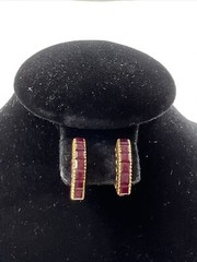 VINTAGE Solid 10K Yellow Gold 2.25CTW Ruby HANDMADE ONE of KIND Earrings 3.8gr.