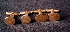 Vintage Yellow Gold-Filled Bullet Back Cufflinks Lot of 2 Oval & Round
