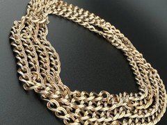 Vintage 12k Gold Filled Star Art 54″ Guard Muff Chain Statement Necklace 55 gram