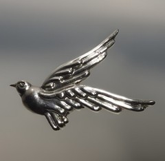 Vtg Modernist LOS CASTILLO Handmade Taxco DOVE BIRD Brooch 925 Sterling 6.35g
