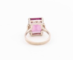 925 Sterling Silver Vintage Ring Classic Pink Topaz Solitaire Sz 7.5 RG36424