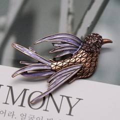 Antique Vintage Palace Style Animal Bird Brooch Multi-color Glaze Cute Birds Pin