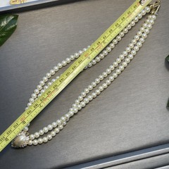 Vintage Pearl Necklace Crystal Halo Pendant Estate Jewelry Pre-Owned Glamourous