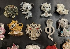 Rhinestone Lot Some Articulated Moveable Cat Tiger Owl Bird Koala Bear Pendants