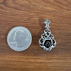 Vintage Teka Theodor Klotz Sterling Silver Rose Pendant Signed