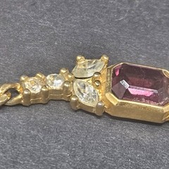 Vintage Christian Dior Rectangle Purple Rhinestone Crystal Gold-plated Necklace