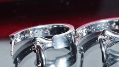 14k white gold earrings 0.16ct diamond 0.75″ omega back hoop 4.78g N2594B
