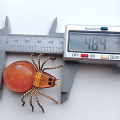 Vintage Spider Brooch Amber Color Resin. Made in the USSR