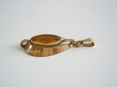 Pendant Am.Dble TEKA Theodor Klotz With Yellow Gemstone Gold Plated 2.9 G