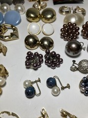 Vtg Lot of 54 Gold Tone Clip On & Screw Back Earrings Bergere Monet Trifari Etc