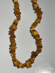 110g VINTAGE CHUNKY EGG YOLK BALTIC HONEY AMBER RAW NUGGET NECKLACE LONG 34”