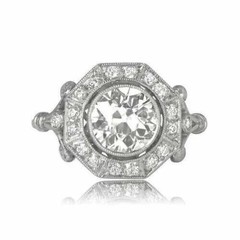 Art Deco Vintage Style Lab Created Diamond 14K White Gold Finish Engagement Ring