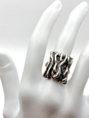 Vintage Sterling 925 BRUTALIST FREE-FORM UNIQUE RING Size 7.5 10.77grams