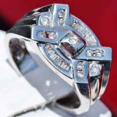 14k white gold ring 0.60ct natural diamond size 10.25 handmade vintage 8.0g Gab4