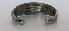 Vintage Silvertone Structured Wire Cuff Bracelet 6.75-7 in + some give