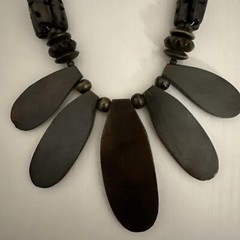 Vintage African Necklace Handcarved Horn Beads, Antique