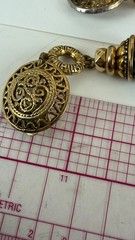 Vintage Gold Tone Clip On Earrings Turquoise Bead Ethnic Boho Dangle