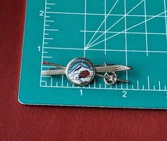 Vintage Silver Tone Enamel KREUZECK Ski Souvenir Pin Skis Poles Bavaria Germany