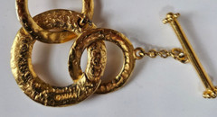 Vintage Signed MMA Gold-tone Cabochon Chain Bracelet 8.25”