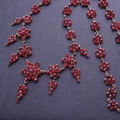 NO TARIFF Antique Bohemian Garnet Necklace Collier Tombac Gilded