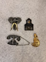 Vintage Signed JJ Jonette & Signed Vero Brooch/Pin Lot Metal Enamel Women