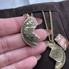 VTG NWT Swank Mizpah Coin Couple Lovers Necklace 2 Pc Matching Set Blessing Love
