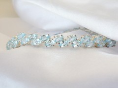 Vintage Sterling Silver 925 Double 2 Row Heated Blue Topaz Tennis Bracelet 7.5″