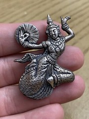 RARE!! Vintage 935 Silver Thai Dance Pin Brooch Traditional Thailand