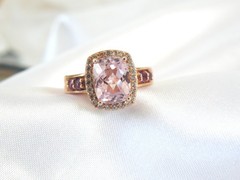 Rose Gold on Sterling Silver 925 Natural Irradiated Morganite Size 6 Ring