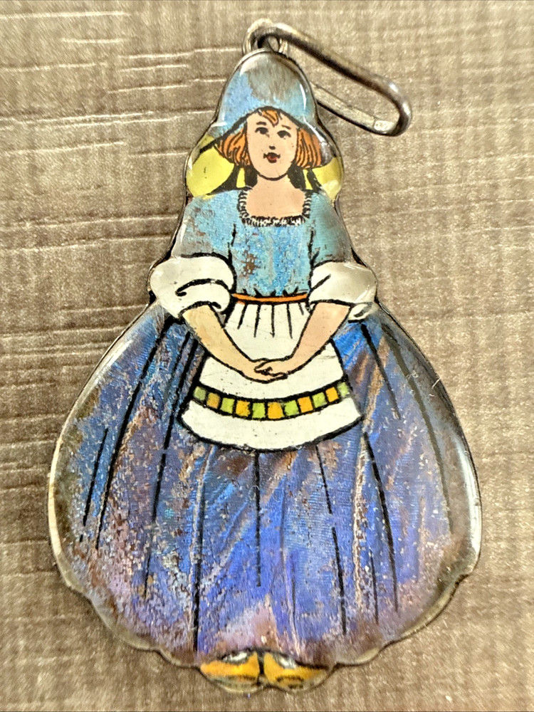 Vintage England Sterling Silver Dutch Lady Pendant Approx. 1 1/2″Tall & 1″ Wide