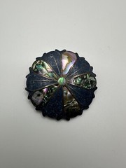Vintage Sterling Silver Abalone Inlay Flower Brooch 4.5cm Signed HDA BB6