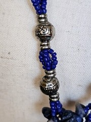 Vintage Glass Beaded Tassel Necklace Blue Native Boho Sodalite Southwestern