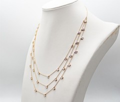 Designer $15,000 GIA 6ct SI1 H 3 STRAND 18k Yellow Gold DINNER Necklace 10g