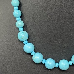 Dyed Howlite Stone Necklace Turquoise Color Graduating Beads Chakra Artisan 18″