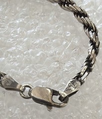 21.4g .925 Silver Vintage made in Italy Rope Med Lock Crimp 24Inch Necklace