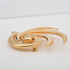 Tona Modernist Swirl Brooch Gold Tone Dual Texture Spiral Pin VTG | 2.5″