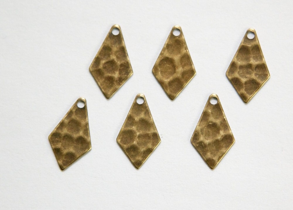1 Hole Brass Ox Hammered Pointed Teardrop Charms Drops (10) mtl393D